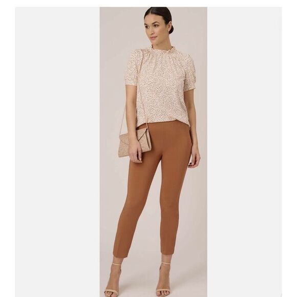Adrianna Papell Pull On Ankle Pants in Color Tan Terracotta Size 6 - Picture 1 of 6